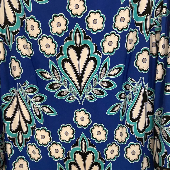 Laundry By Design dress 3/4 length bell sleeves mod style shades of blue - Picture 2 of 7